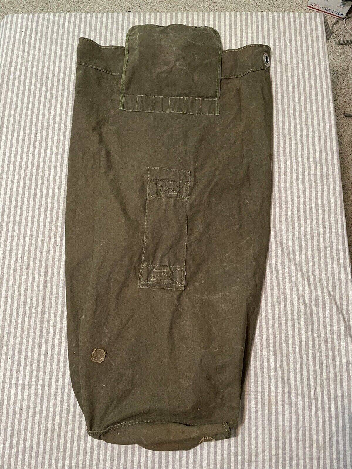 Vintage Military Duffel Bag Olive Green Vietnam Era Large 