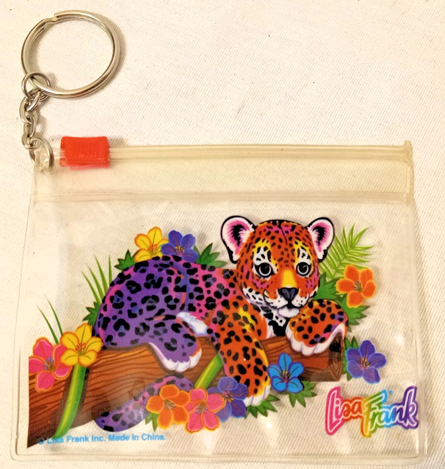 Vintage Lisa Frank Lepoard Keychain Coin Pouch in Near Mint Condition