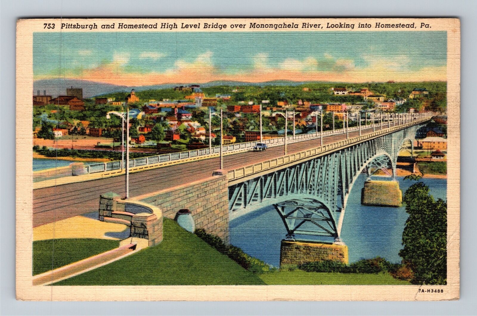 Homestead PA-Pennsylvania, Homestead High Level Bridge, c1940 Vintage Postcard
