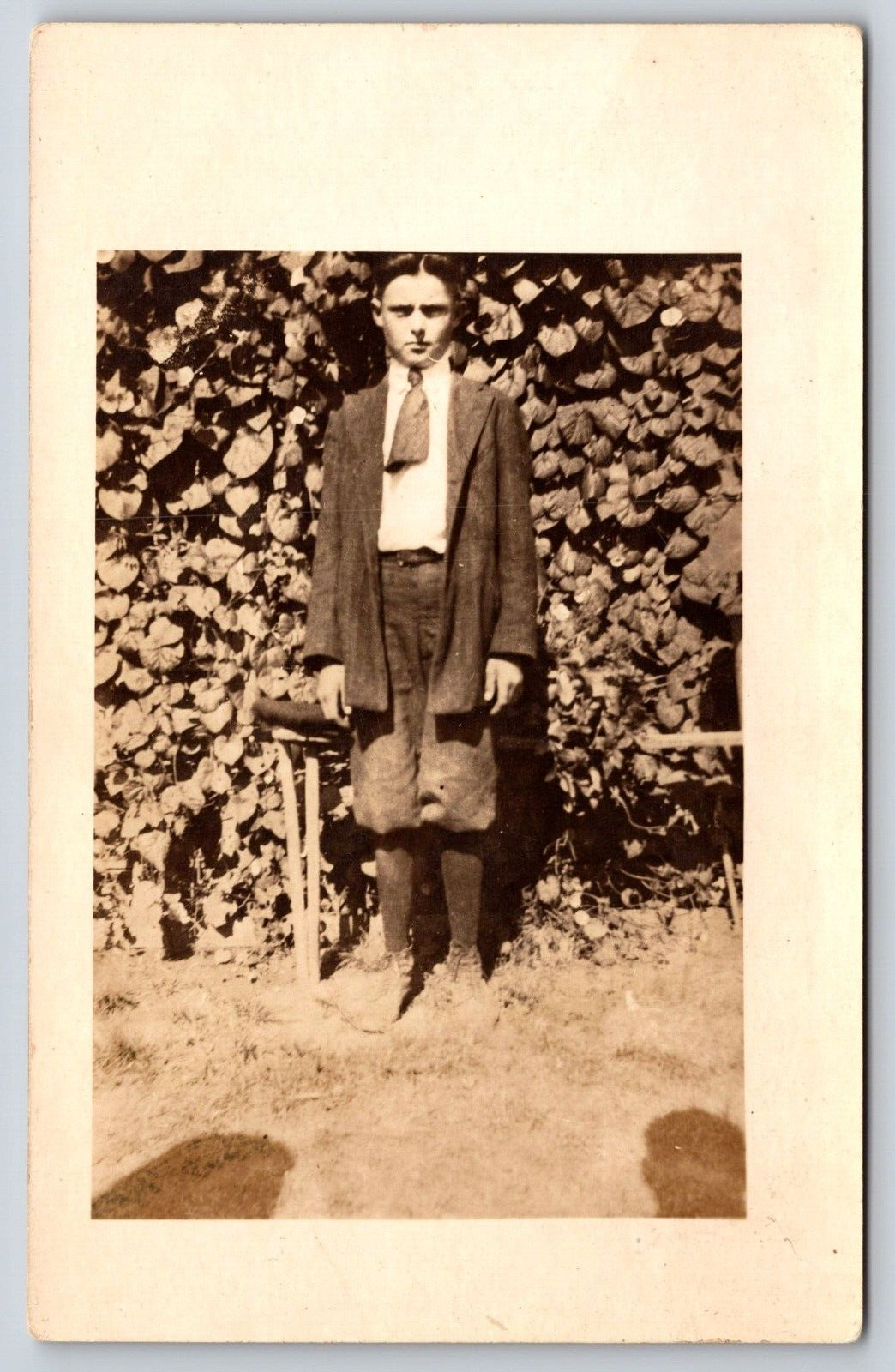 Original Old Vintage Antique Real Photo Postcard Gentleman Outdoor Coat Tie RPPC