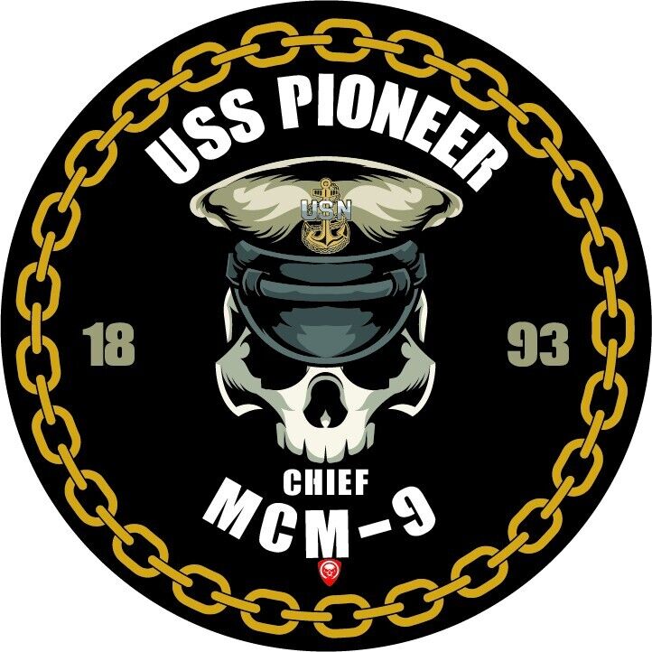 USS Pioneer MCM-9  US Navy Chief Pride Mineman Veteran Retirement Gift USN Decal
