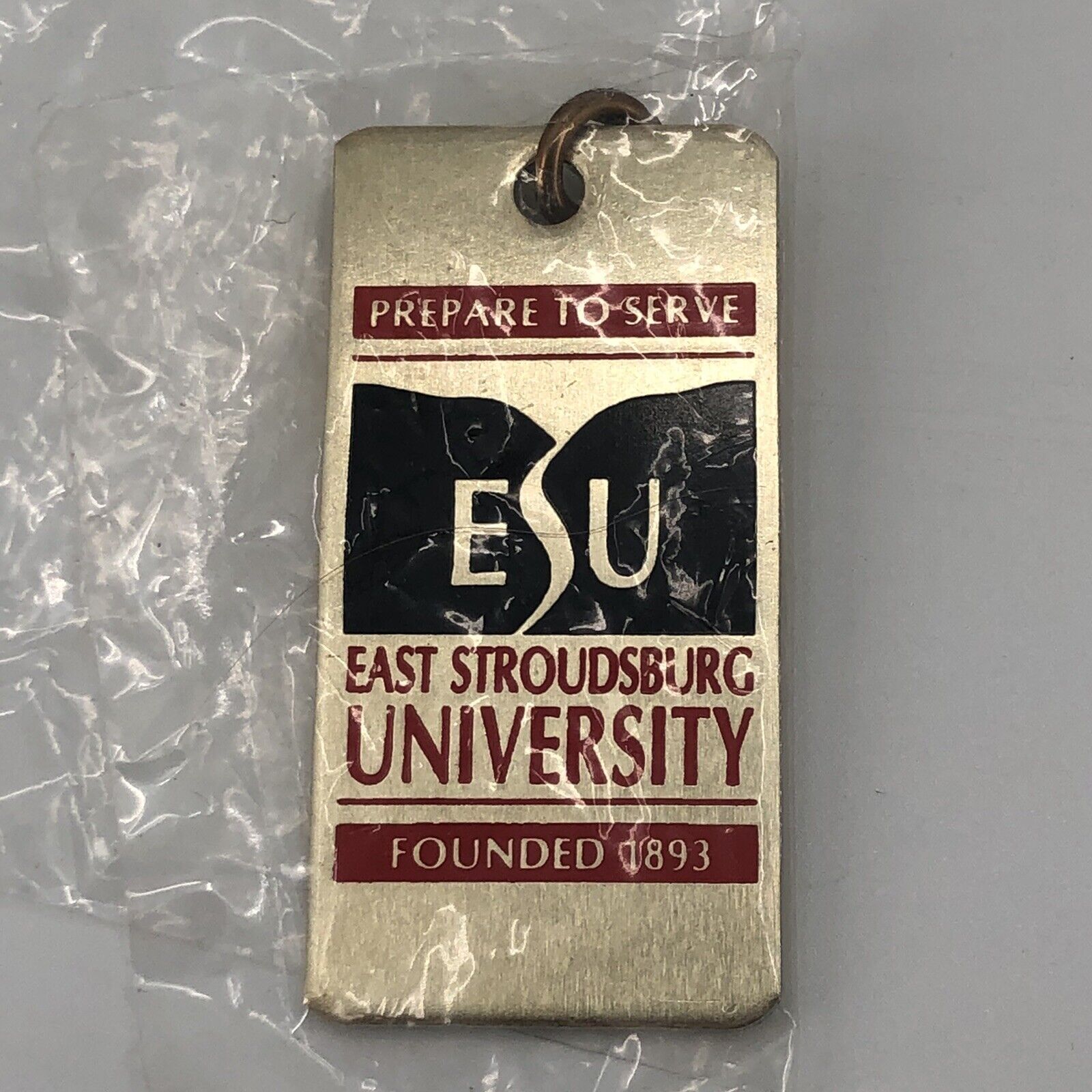 East Stroudsburg University ESU Brass Keychain - Prepare to Serve