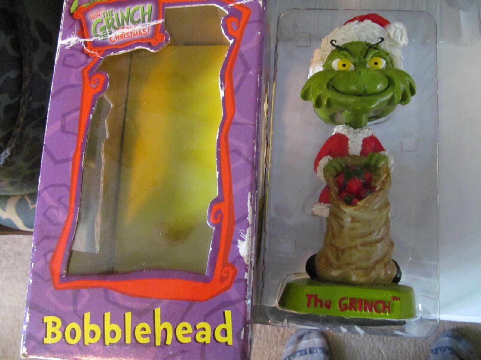Dr Seuss “How The Grinch Stole Christmas” Bobblehead Vintage 2002 Toysite & BD&A