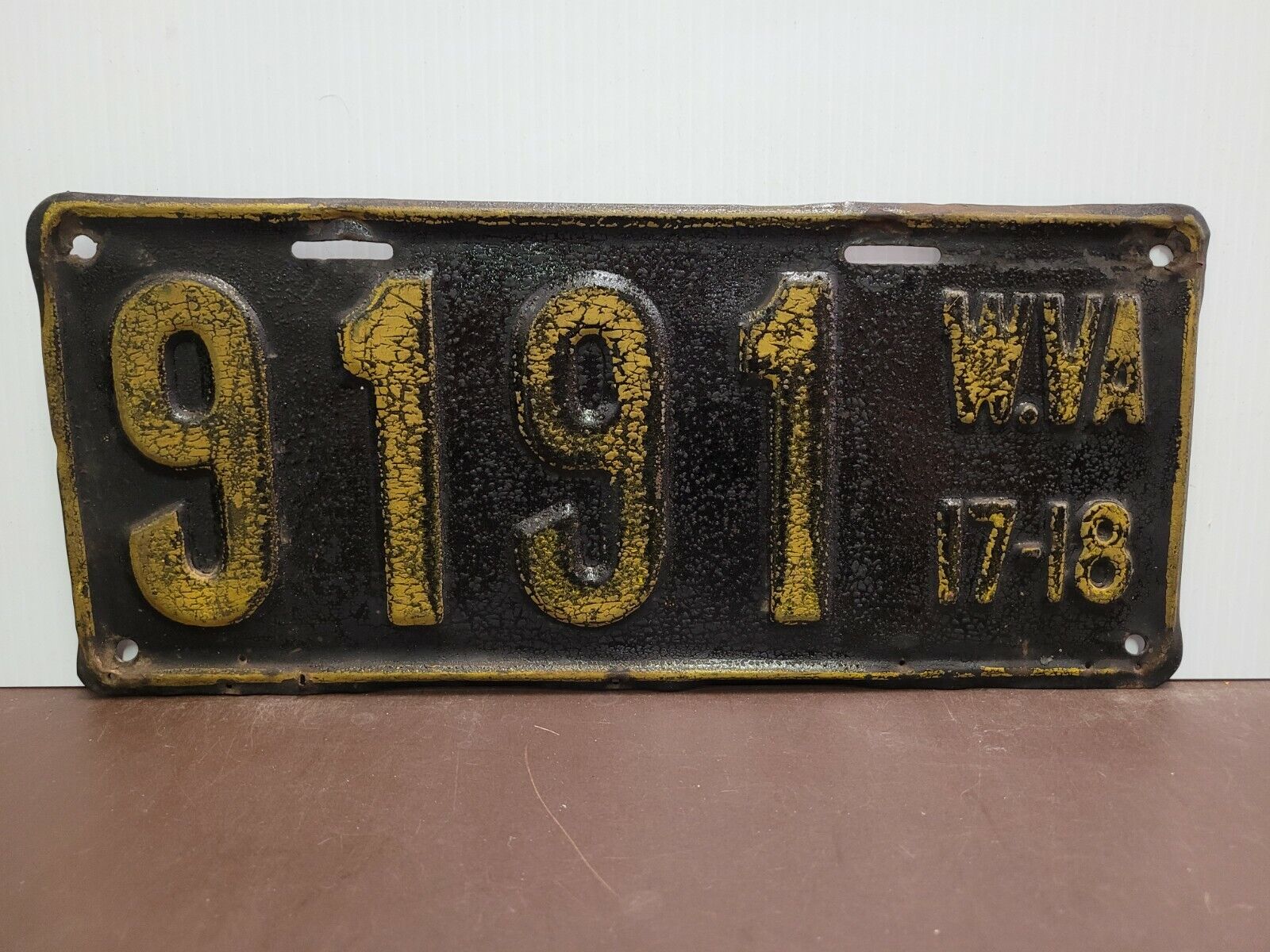 1917 1918 West Virginia  License Plate Tag 