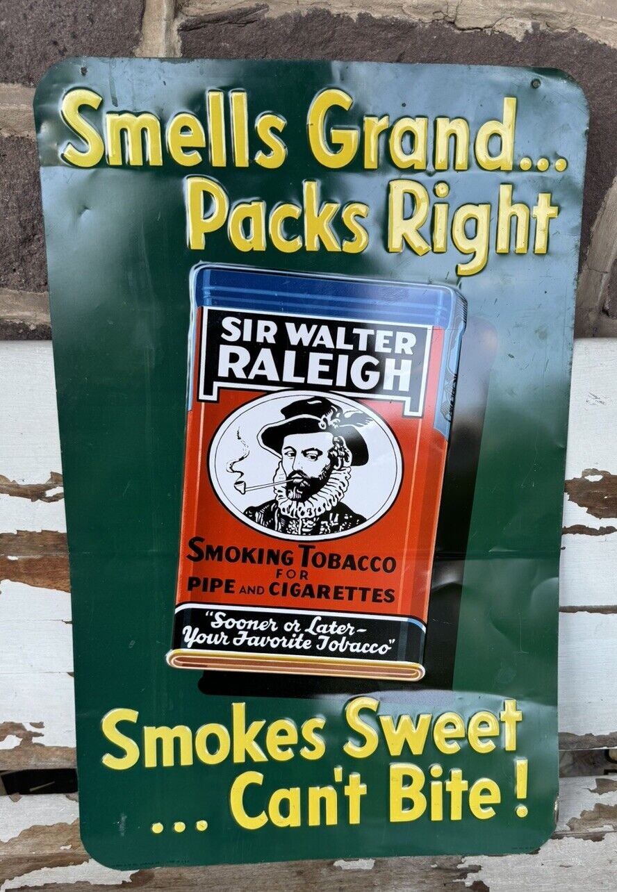 Vintage Sir Walter Raleigh Tobacco Sign Authentic