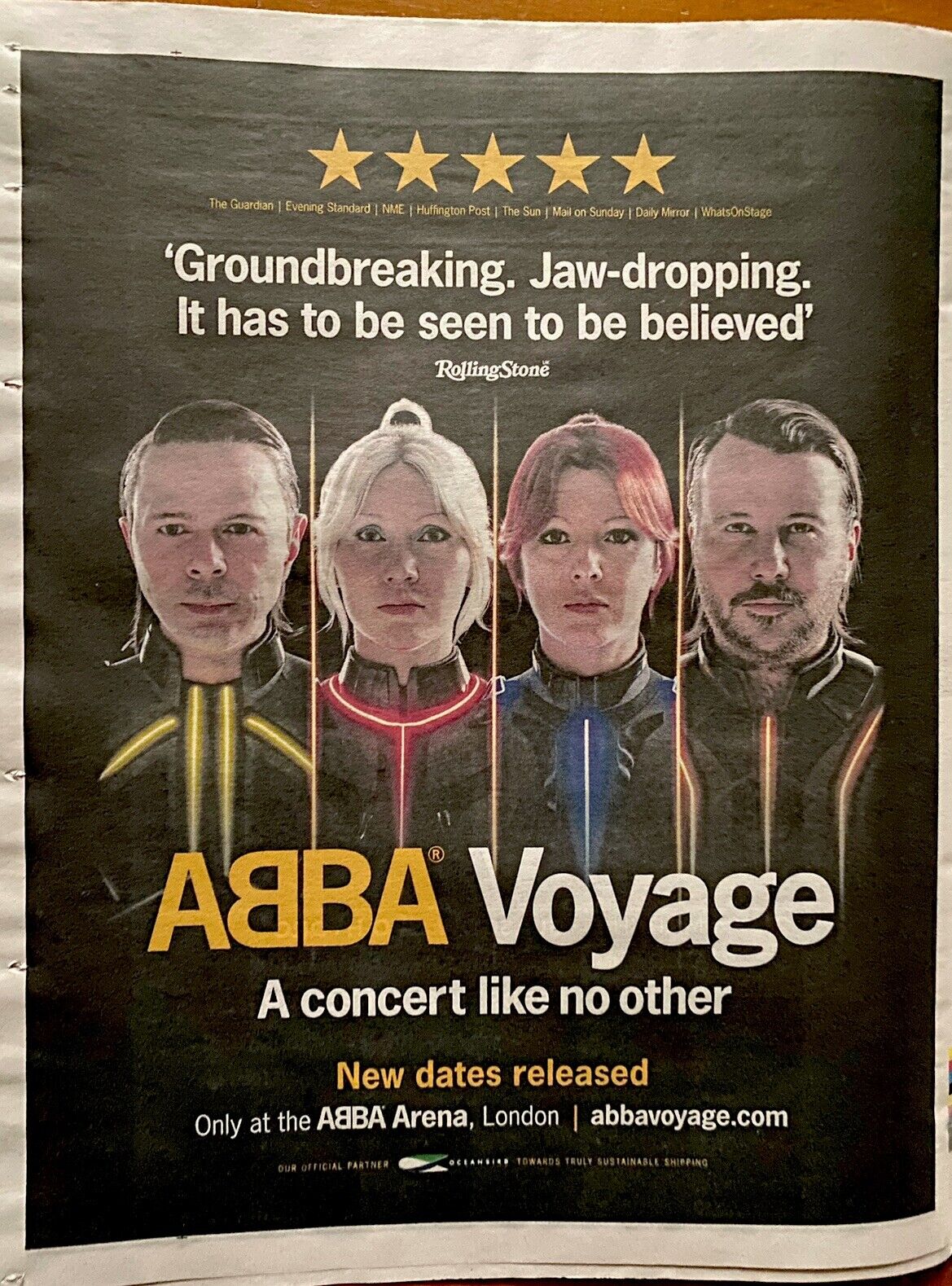 ABBA Voyage Concert Like No Other Newspaper Advert Poster Full Page Large 14x11”
