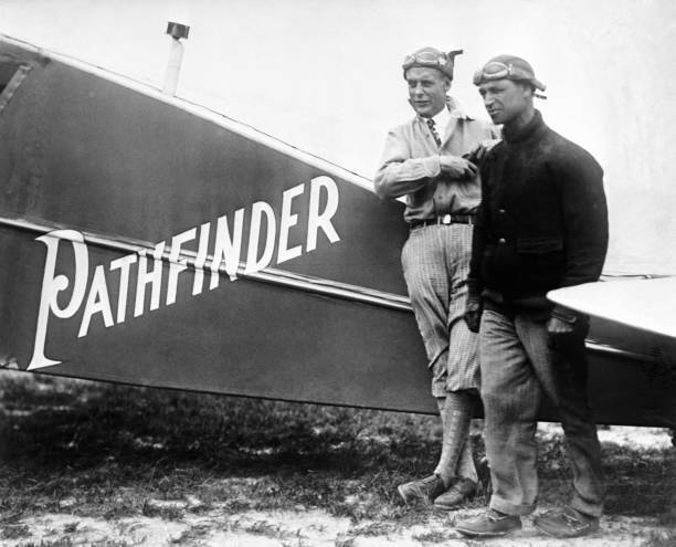 American Aviators Lewis Yancey and Roger Williams in front of thei - Old Photo
