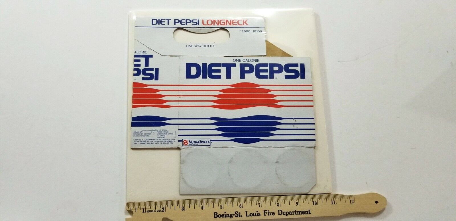 CLEAN Vtg 1980s Cardboard DIET PEPSI LONGNECK CARTON Sealed Plastic Carriers A6