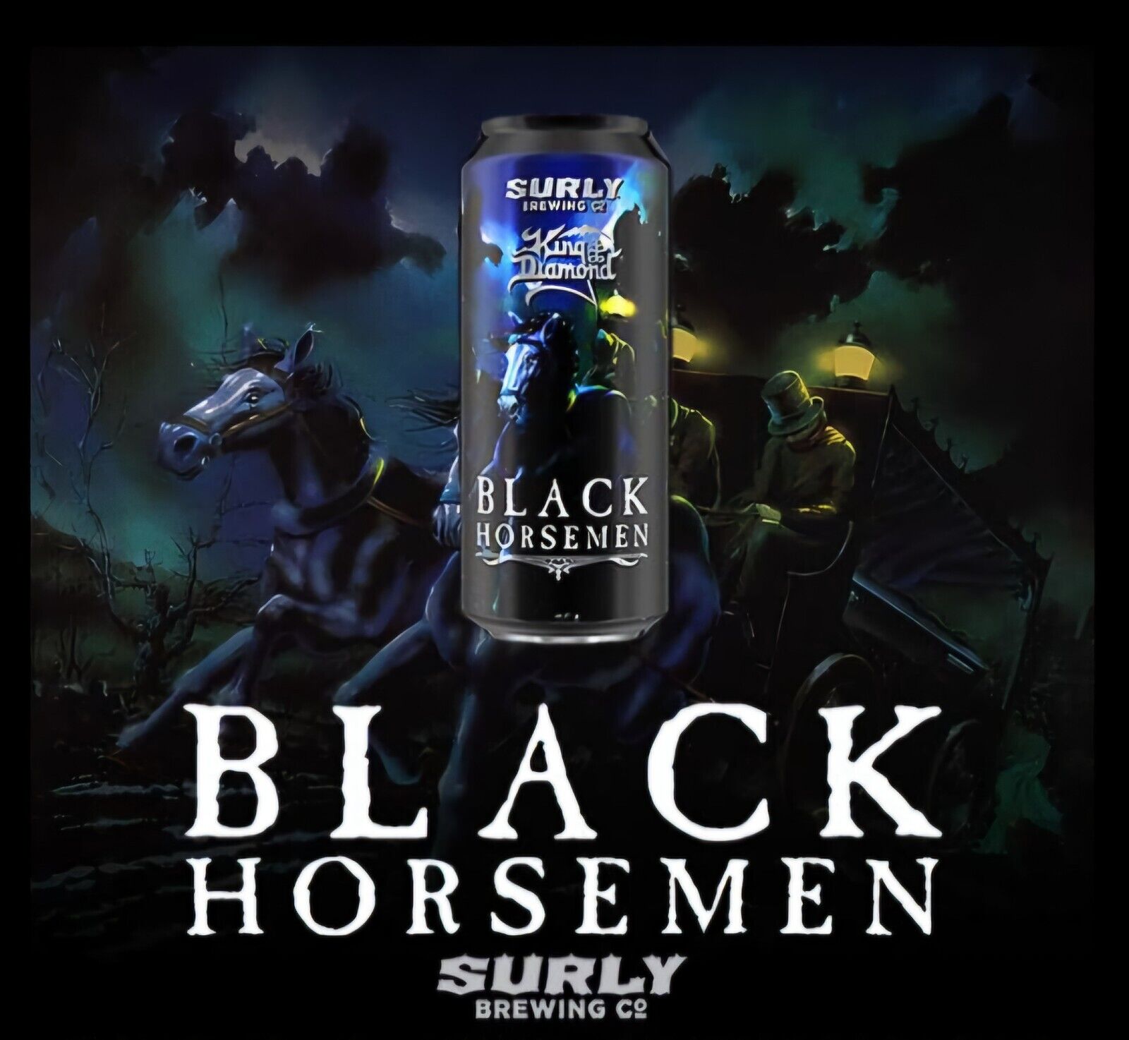 King Diamond Black Horsemen Beer Can *Empty* Made In 2019 Ultra Rare