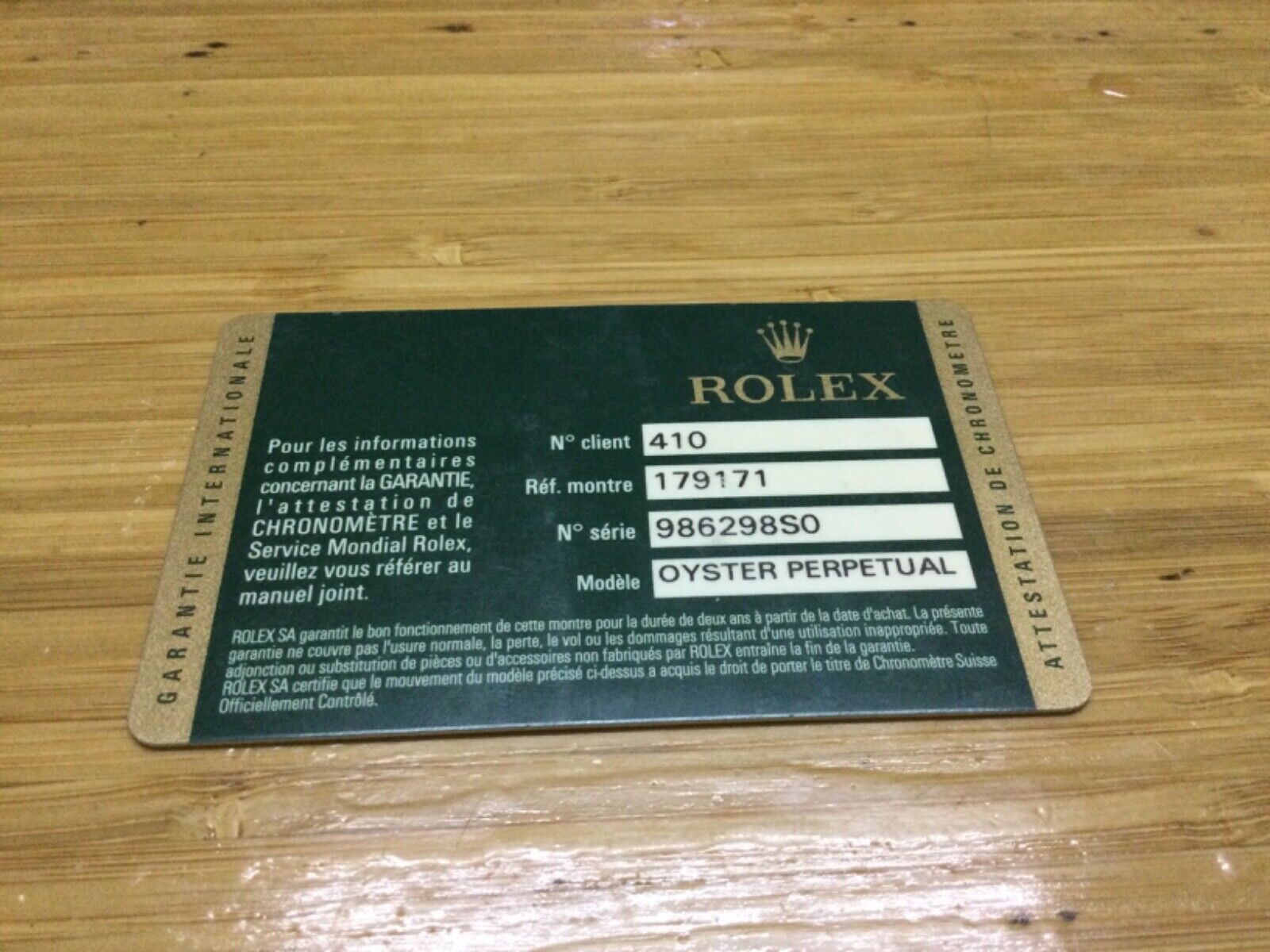 Used Rolex GUARANTEE 179171 2012