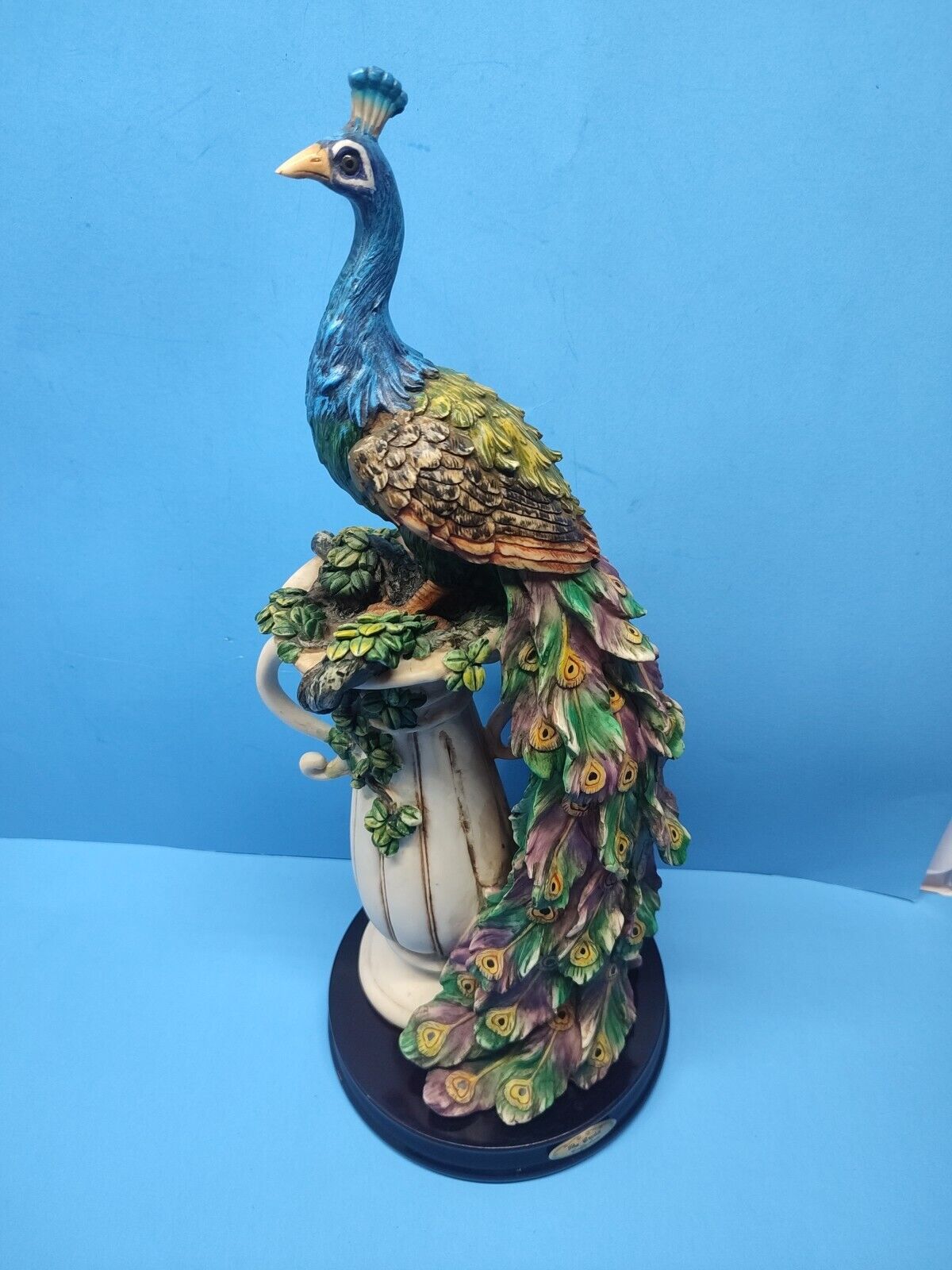Vintage Long Tail Peacock Figurine Sanctuary Sculpture Rare Crosa Collection