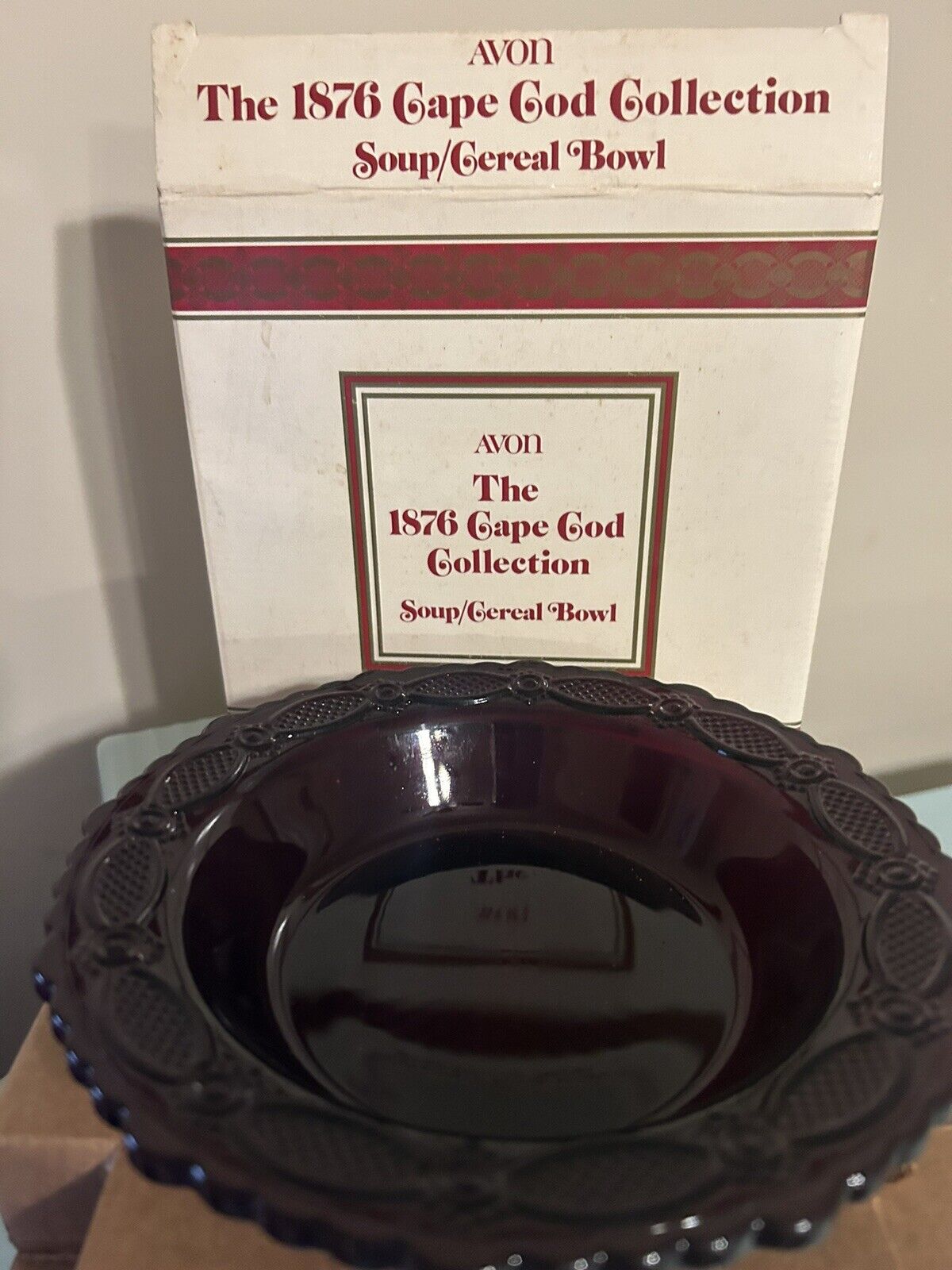  Avon 1876 Cape Cod Collection Soup Cereal Bowl Ruby Red