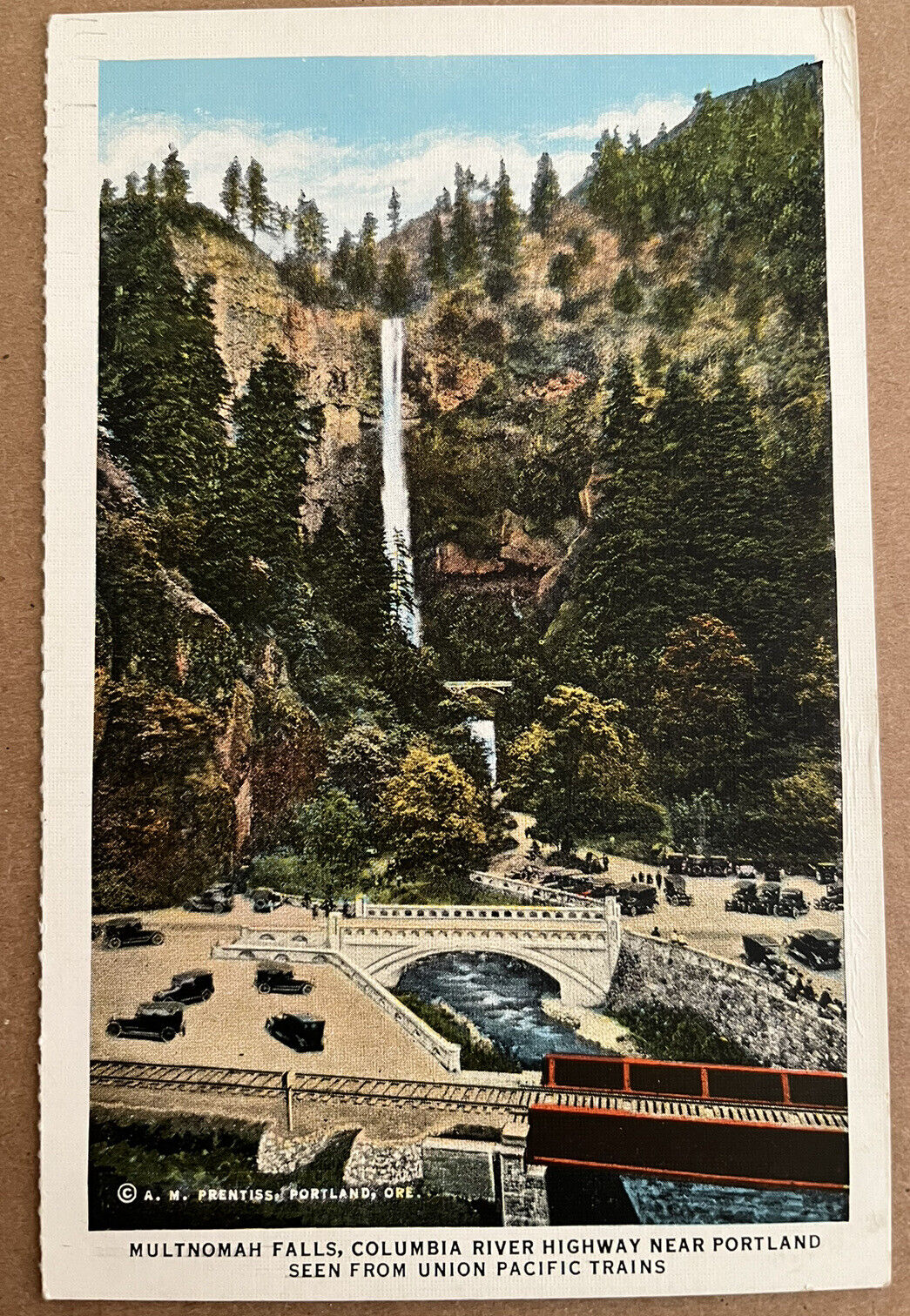 Oregon Multnomah Falls Columbia River Gorge Union Pacific Postcard c1920