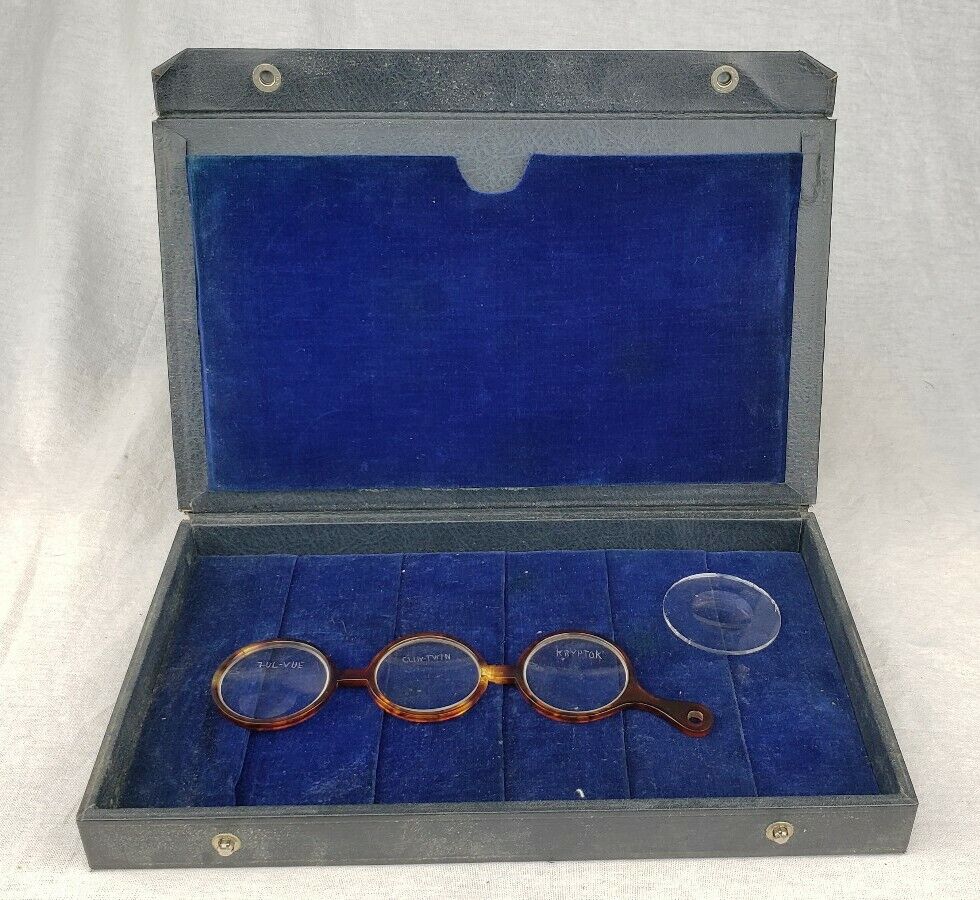 Antique Bausch & Lomb Optical Lens Set Kit Original Case Optometrist Kryptok 