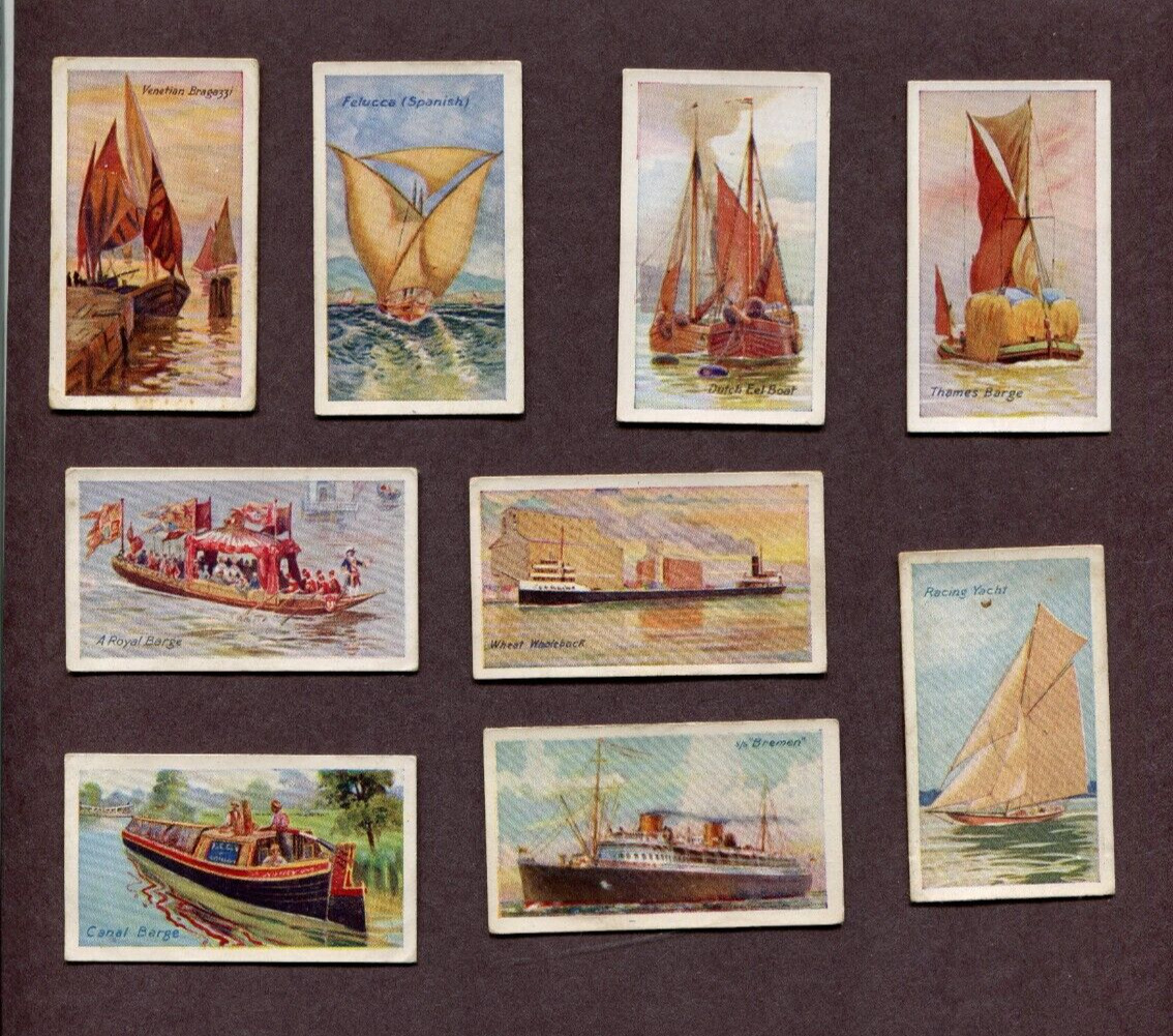 1929 NICOLAS SARONY CIGARETTES SHIPS OF ALL AGES 9 DIFFERENT TOBACCO CARD LOT
