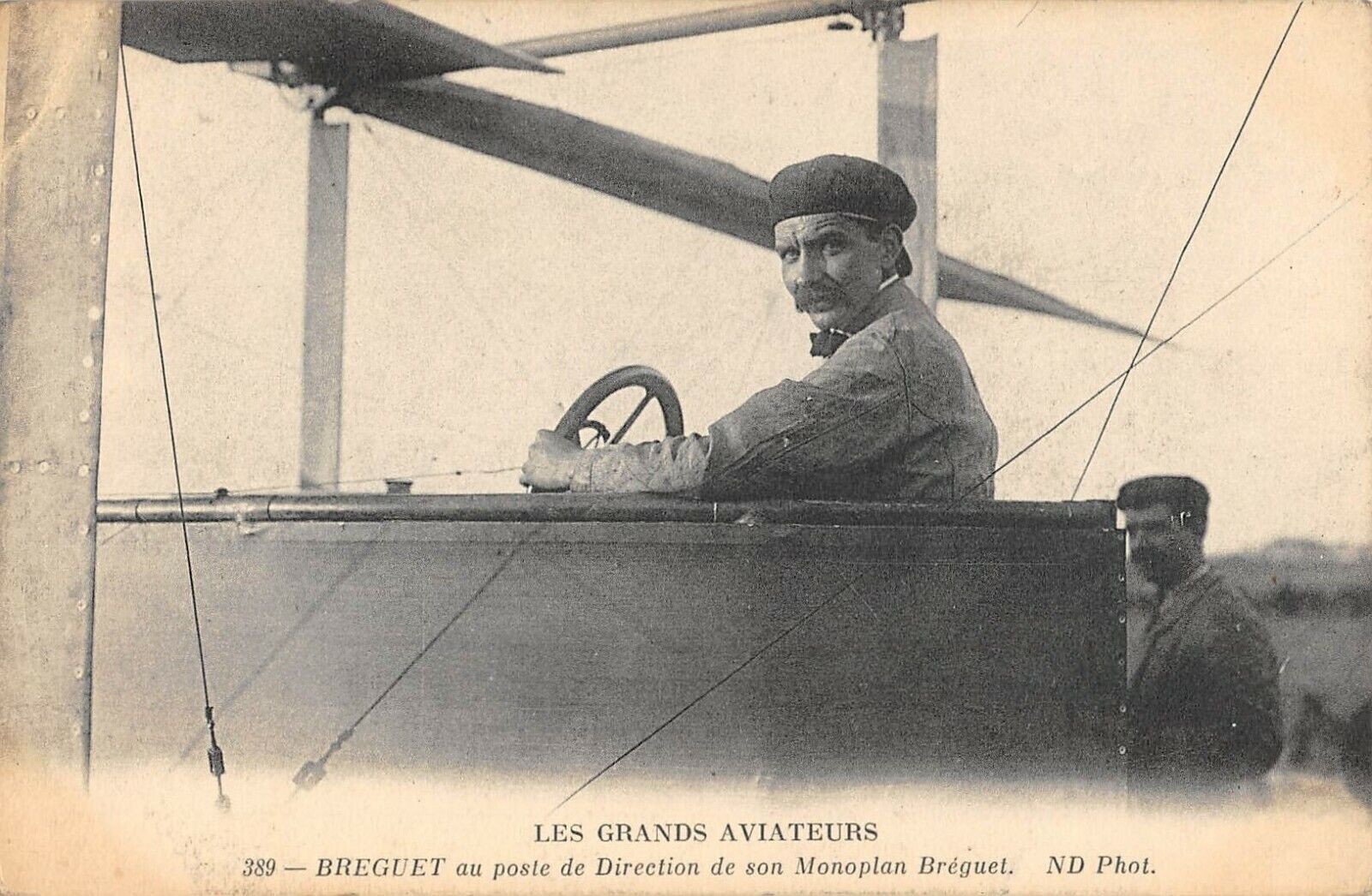 CPA AVIATION LES GRANDS AVIATEURS BREGUET AT THE STEERING POSITION OF HIS MONOPLAN 