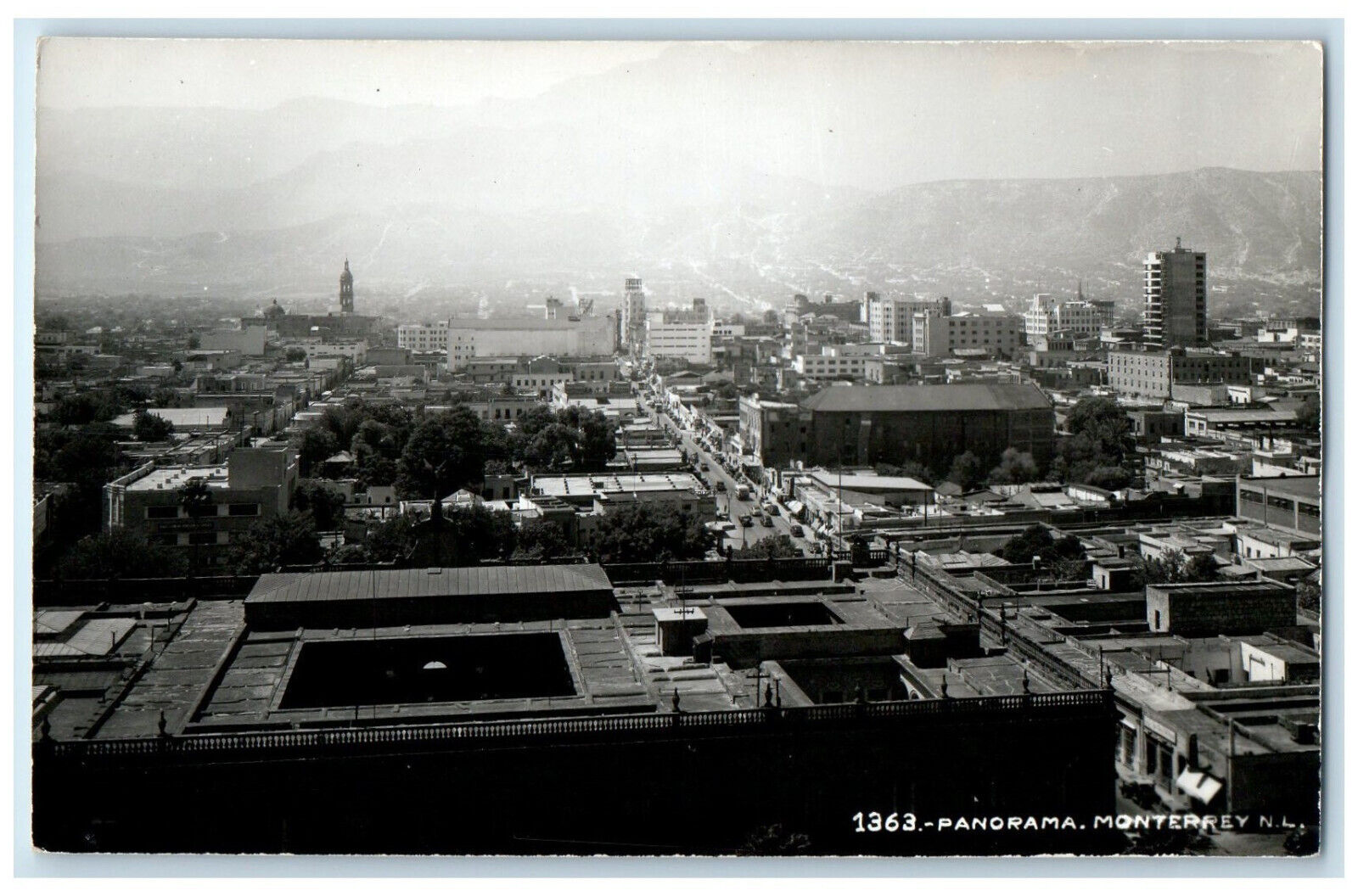 c1940's Panorama View of Monterrey Nuevo Leon Mexico Vintage RPPC Photo Postcard