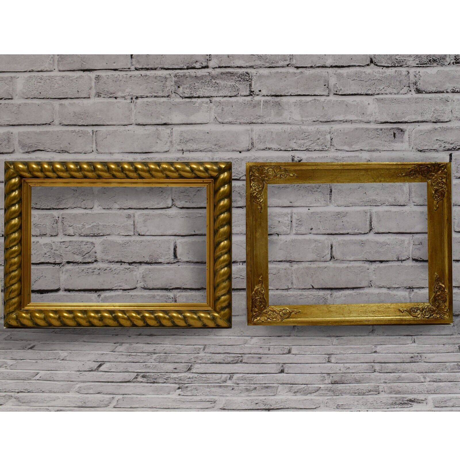 Ca. 1900-1920 Set of 2 Old  wooden frames dimensions: 17.9 x 12.6 in inside