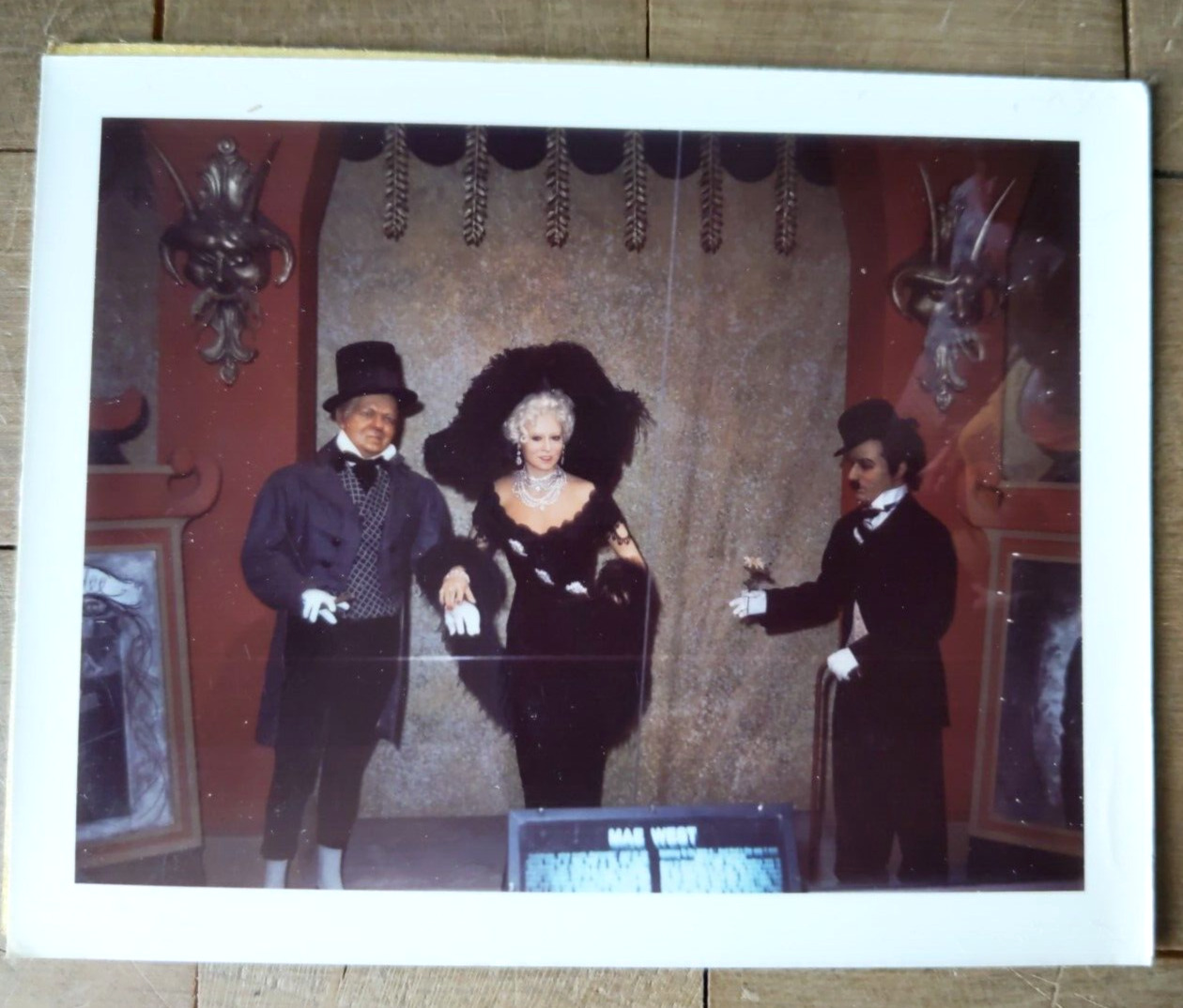 W.C Fields Mae West & Charlie Chaplin Wax Figures Original Polaroid Photograph