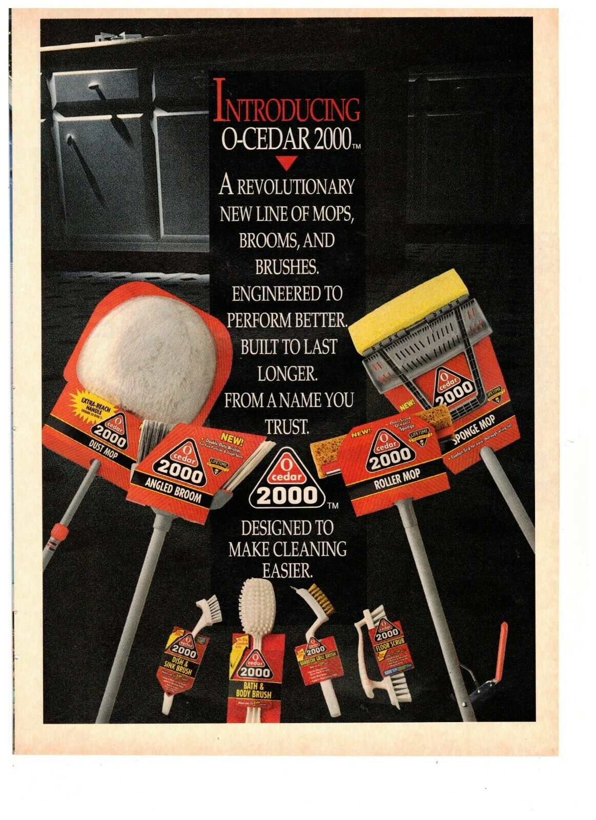 O Cedar 2000 new Line of Mops Brooms and Brushes Vintage 1984 Print Ad