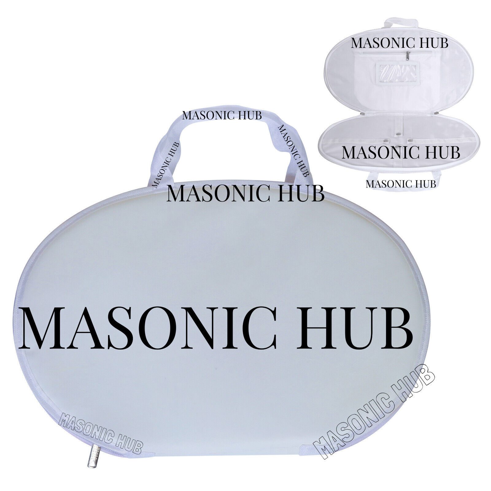 Masonic Regalia White Chain Collar Case With Soft Padded Lining - Faux Leather