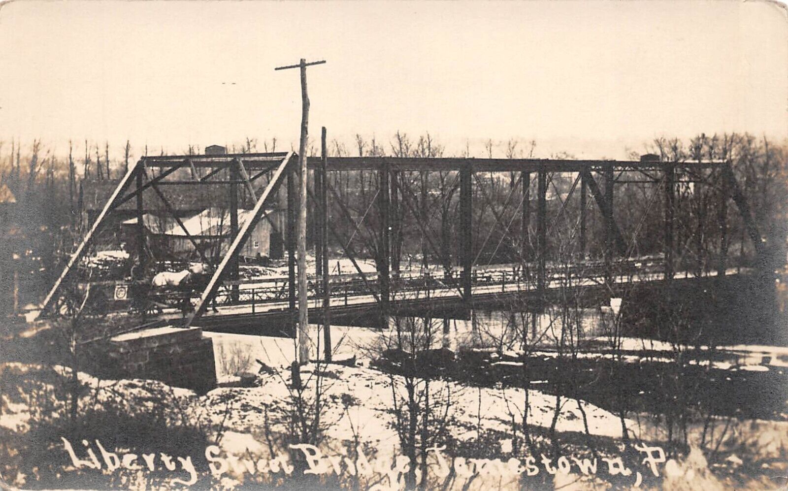 RPPC Liberty Street Bridge Jamestown Pennsylvania Real Photo c1910 Postcard