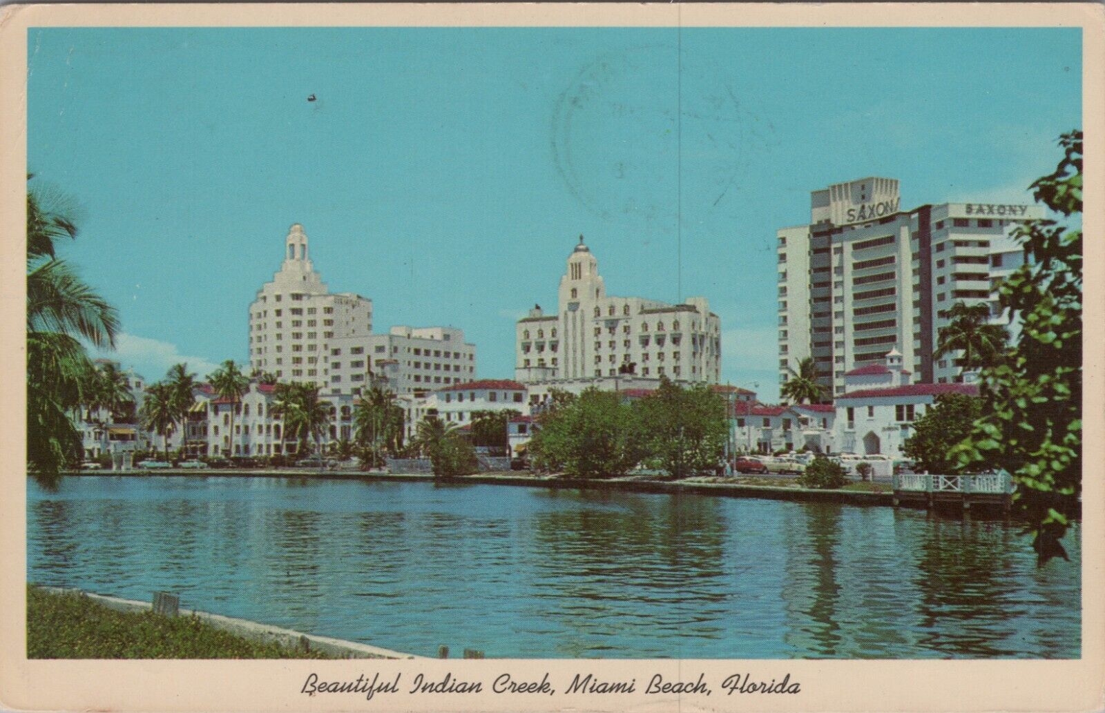Beautiful Indian Creek Miami Beach Florida FL 1964 Postcard Waterway 8068.1
