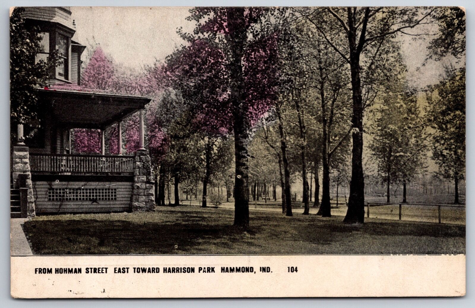 Hammond Indiana~Hohman Street Looking Toward Harrison Park~c1910 Postcard