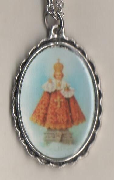 Lovely Large Holy Infant of Prague Picture Medal Necklace