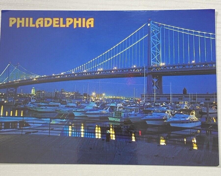 Benjamin Franklin Bridge @ Night time Postcard