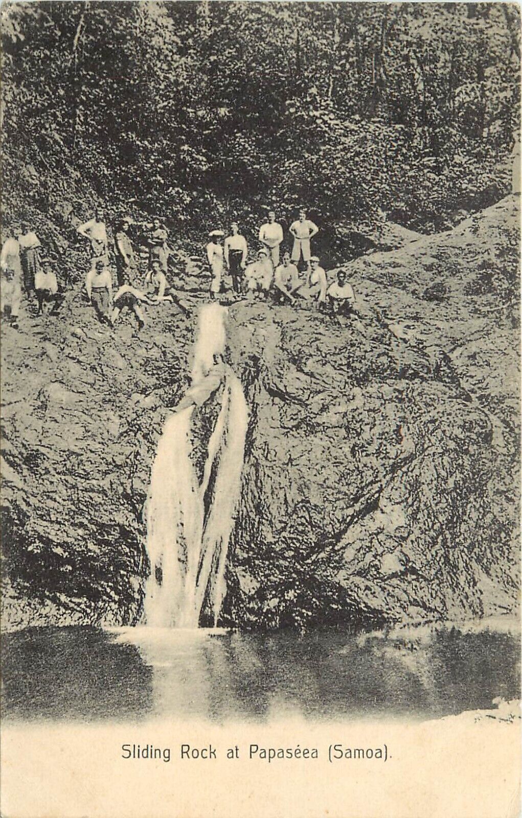 c1908 Postcard; Papase'ea Sliding Rock at Apia on 'Upolu Island Samoa