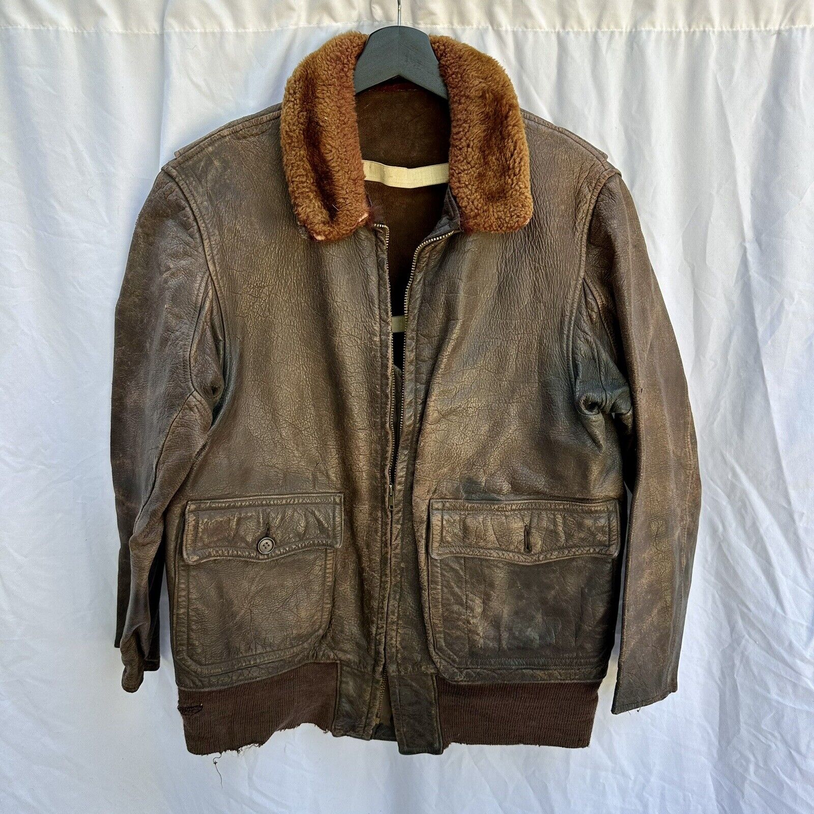 WWII US Navy G-1 Flight Jacket Leather Great Patina