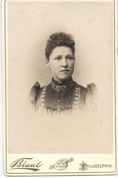 Cabinet Photo-Philadelphia Pennsylvania Lady Smocked Top-Curly Bangs-Blaul Photo