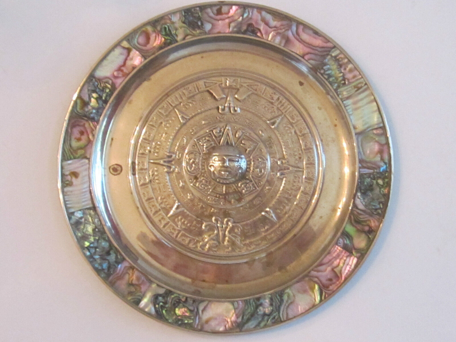 SUN DIAL SILVER PLATED PLATE WITH MOTHER OF PEARL - 8