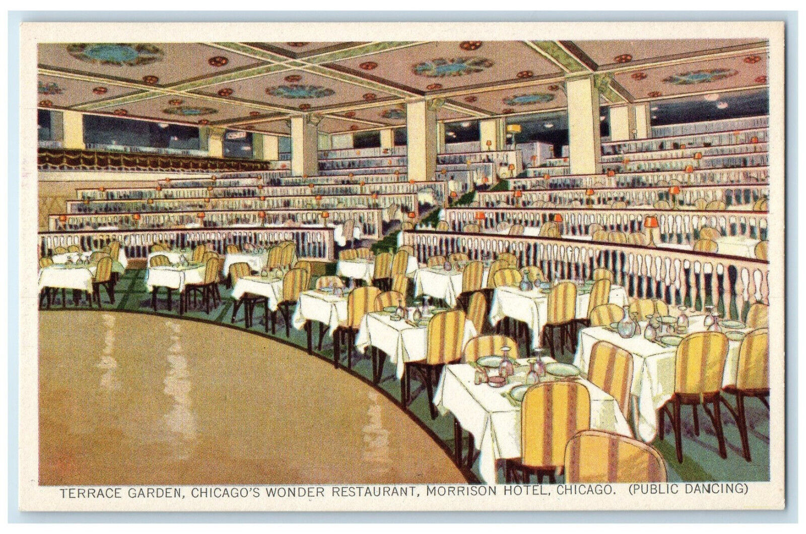c1940\'s Terrace Garden Wonder Restaurant Morrison Hotel Chicago IL Postcard