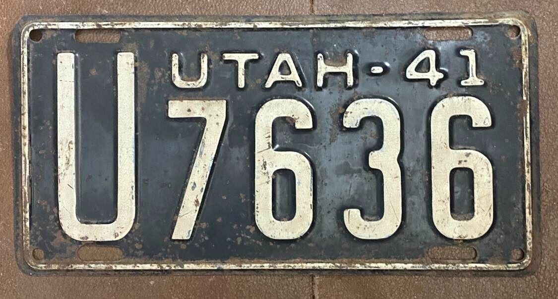 Utah 1941 License Plate # U7636
