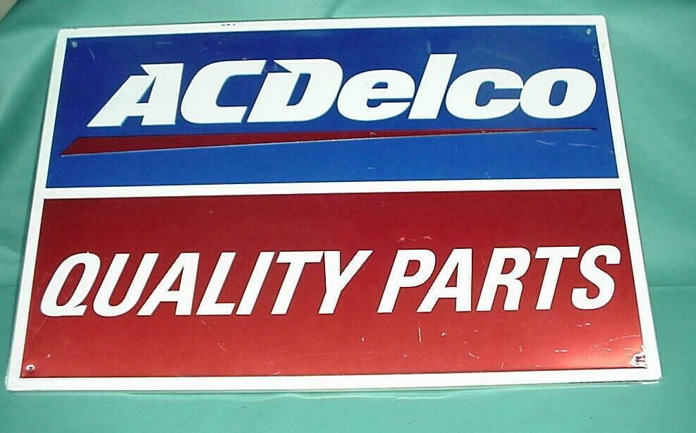 GM AC DELCO QUALITY PARTS SIGN SHOWROOM DEALERSHIP MAN CAVE GAS STATION OIL