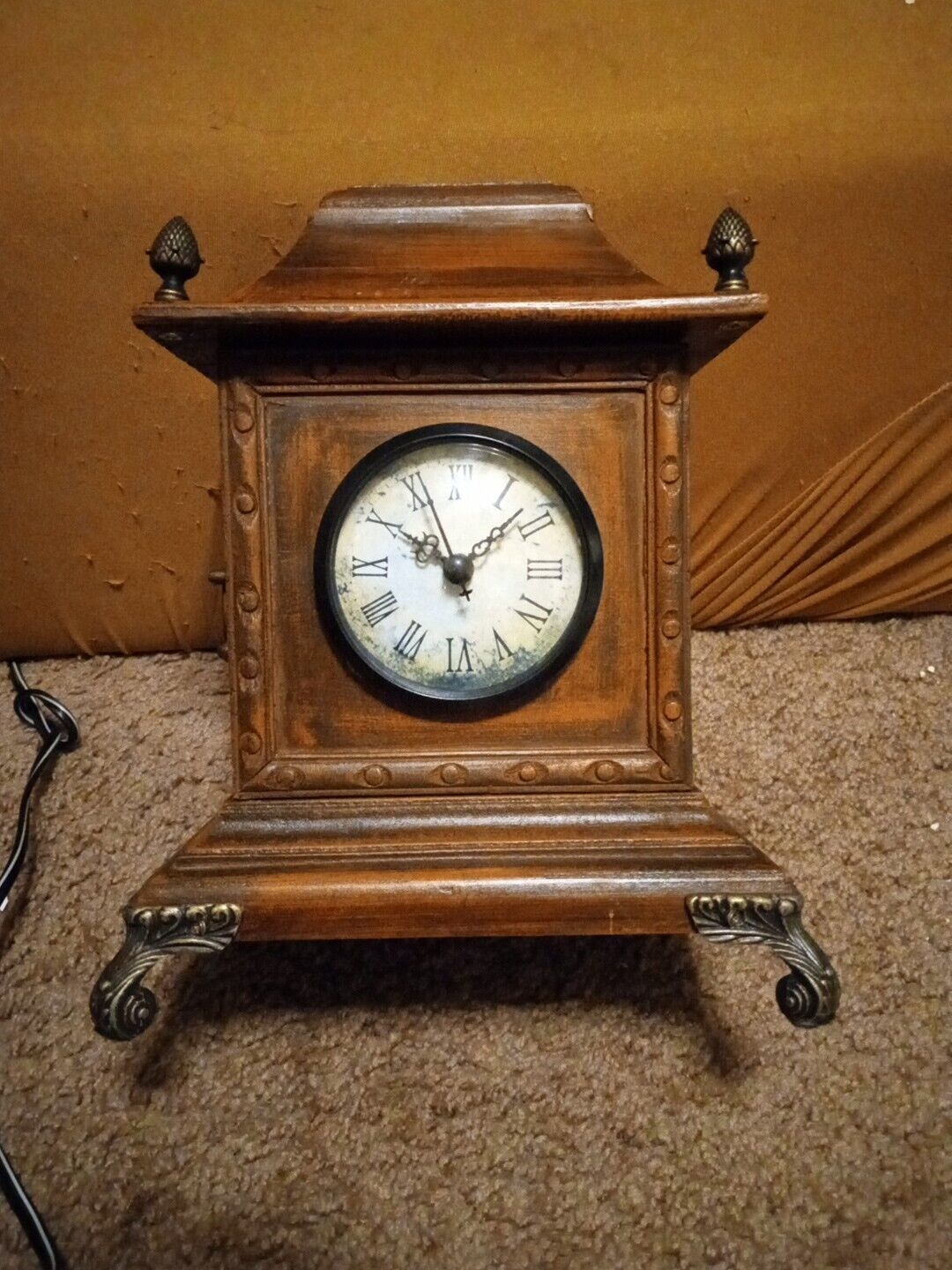 TIANGUAN Quartz Wooden Mantle Shelf Clock W/Door Ornate Roman Vintage | WORKS