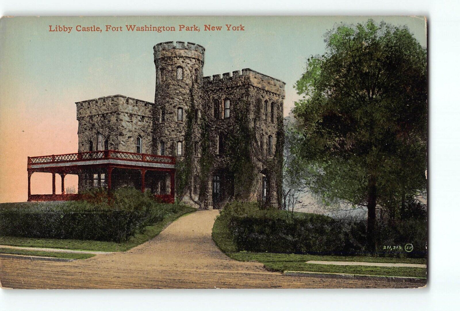 Old Vintage Postcard of Libby Castle Fort Washington Park New York