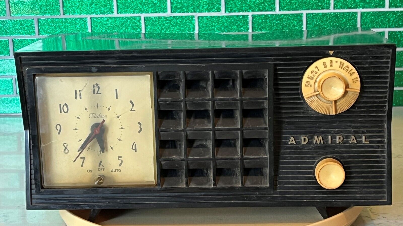 1950\'s MCM Admiral 251A Tube Alarm Clock Radio CLOCK WORKS PARTS OR RESTORATION
