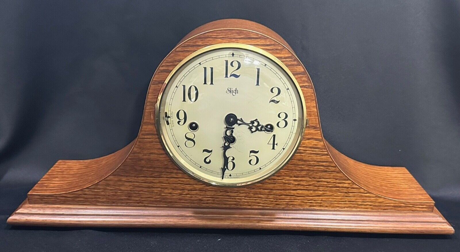 Vintage Sligh Mantel Clock w/ Key - Germany 2 Jewel Franz Hermle Wound Movement