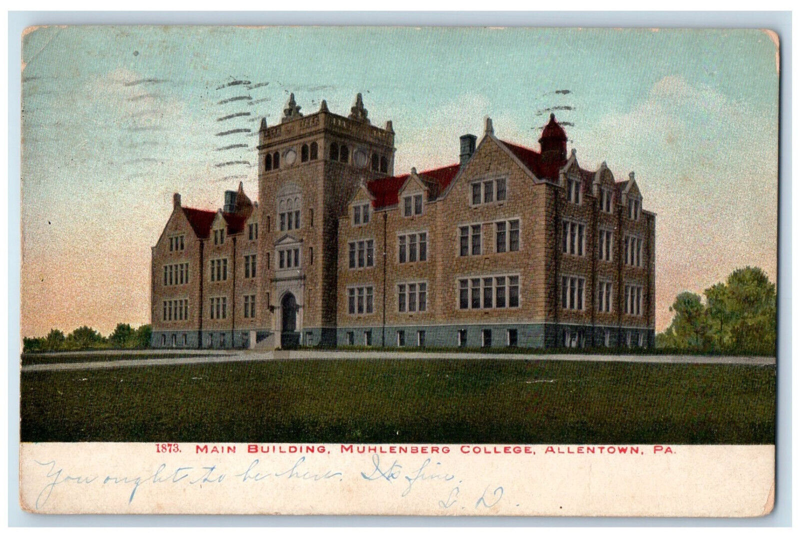 1909 Main Building Muhlenberg College Allentown Pennsylvania PA Antique Postcard