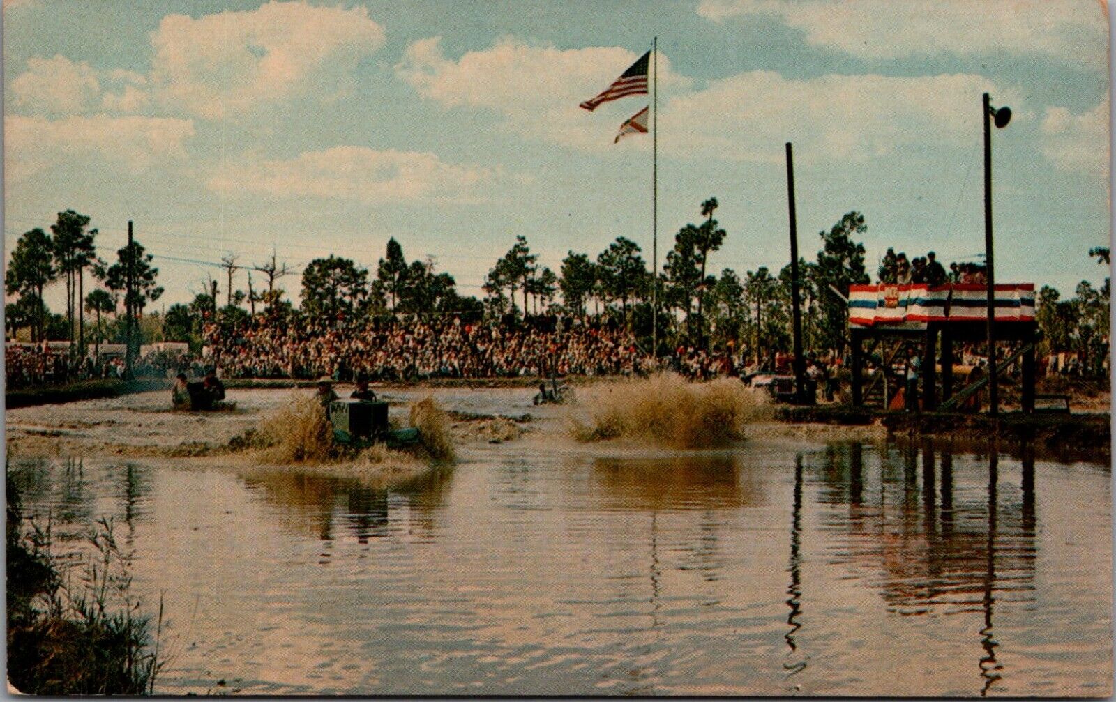 Vintage Swamp Buggy Races Naples Florida Postcard D355