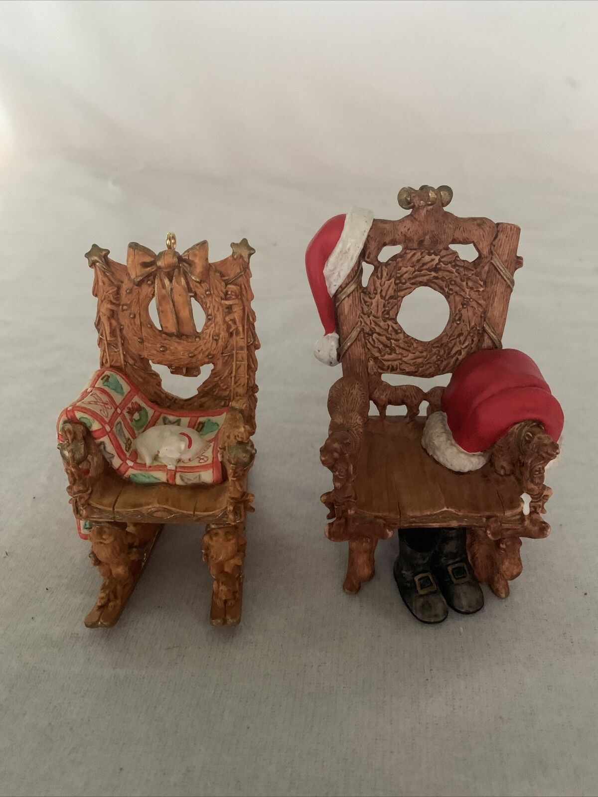 Hallmark Keepsake Christmas Ornament Lot Santa And Mrs Santa Chairs 2000/2001