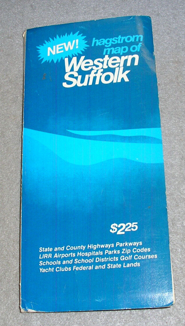 Hagstrom Road Street Map Western Suffolk County Long Island NY Fold out c. 1970s