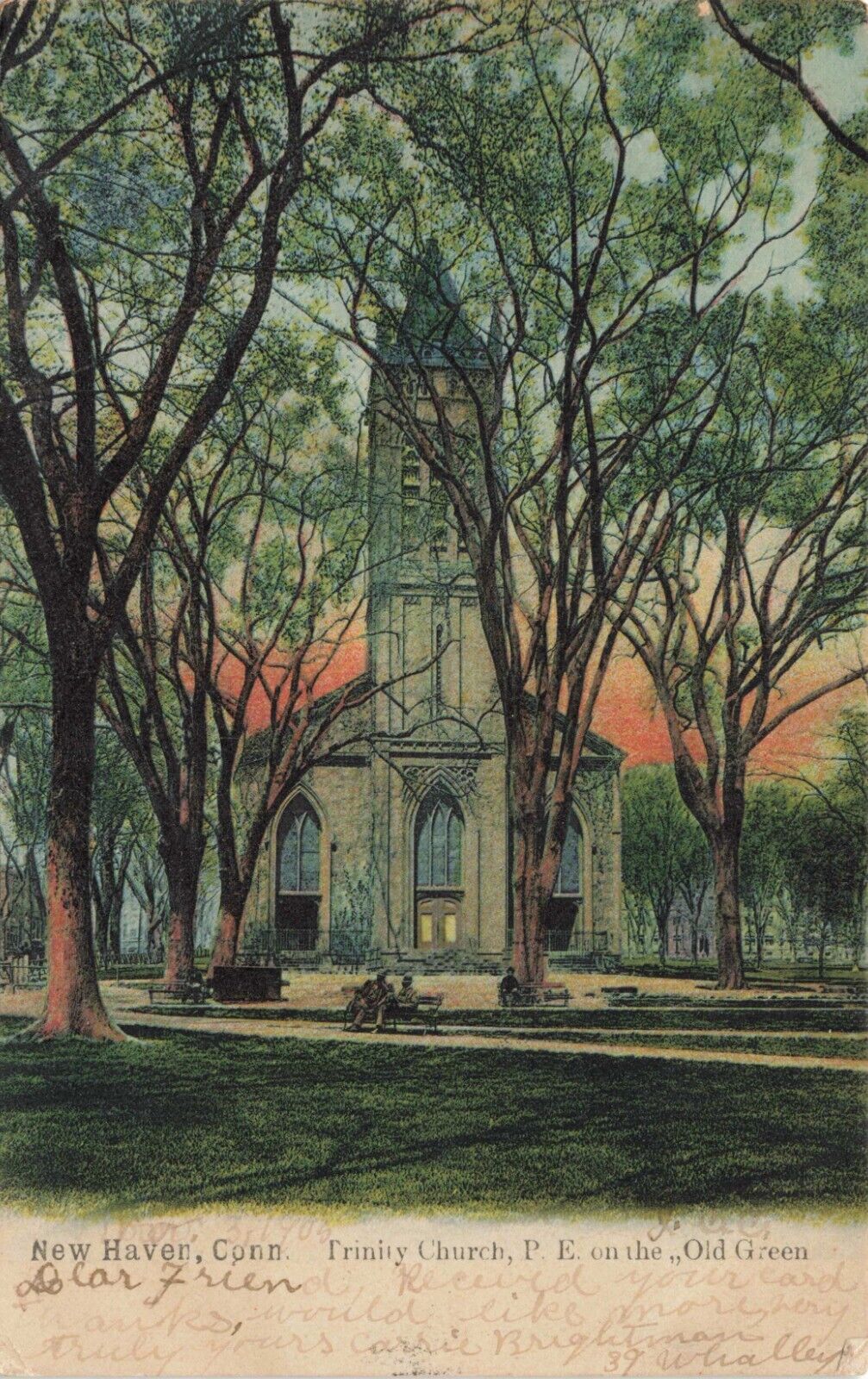Postcard Trinity Church PE on the Old Green New Haven Connecticut CT 1905 UDB