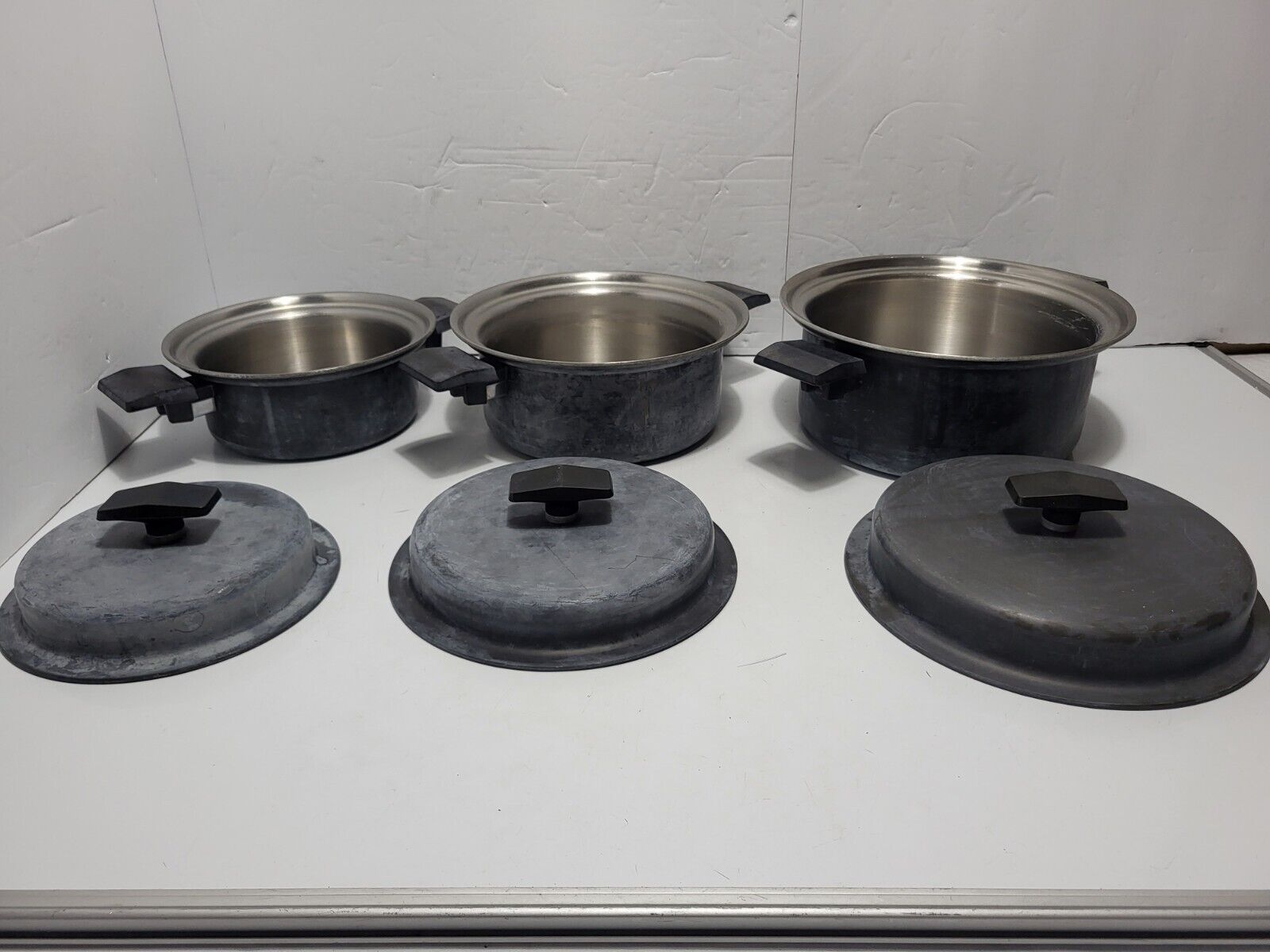 VTG Miracle Maid West Bend 6 Piece Anodized Aluminum Stainless Cookware Set