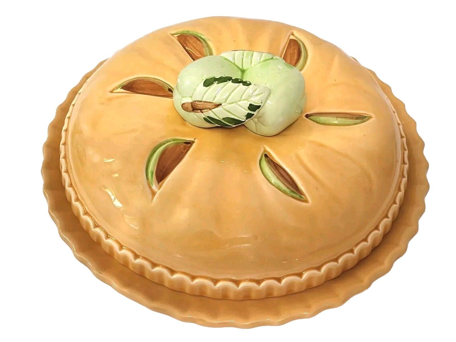 Betty Crocker Decorative Ceramic Apple Pie Dish & Cover Recipe Inside
