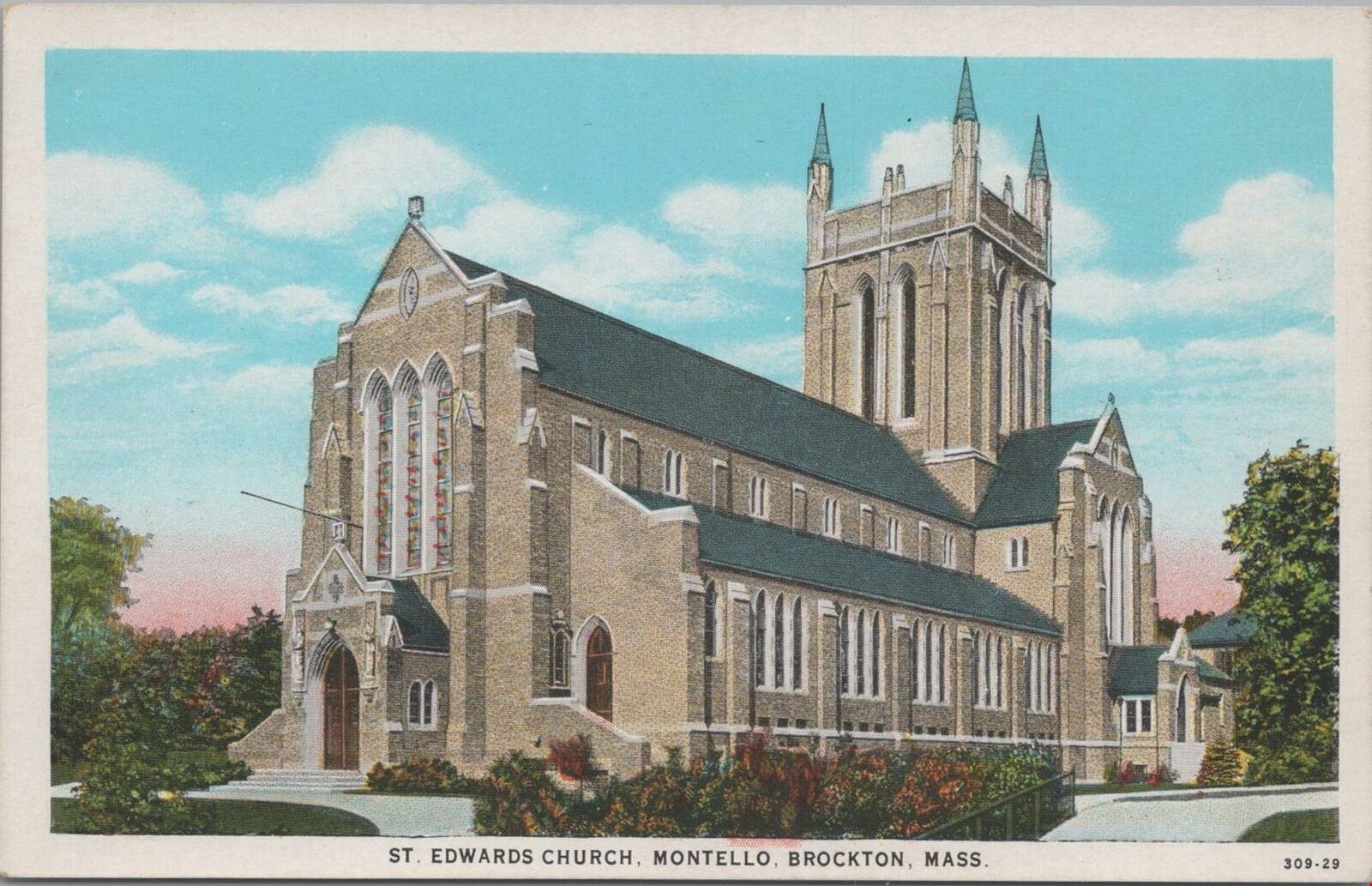 Postcard St Edwards Church Montello Brockton MA 