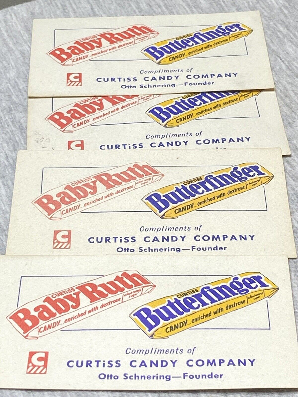 4 Vintage Baby Ruth Butterfinger Curtiss Candy Company Cards Pledge Allegiance ￼